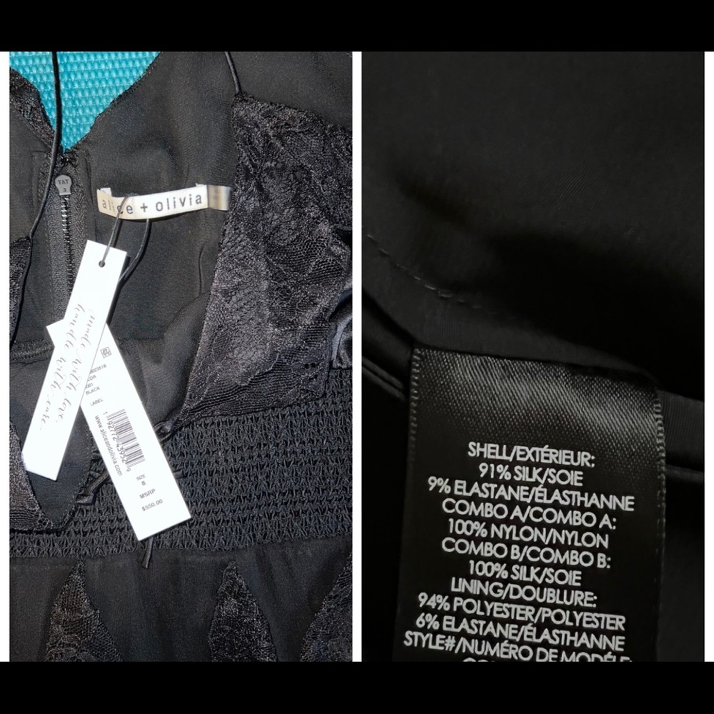 Alice + Olivia McGuire Lace & Silk Blend Black Midi Dress - Picture 14 of 17